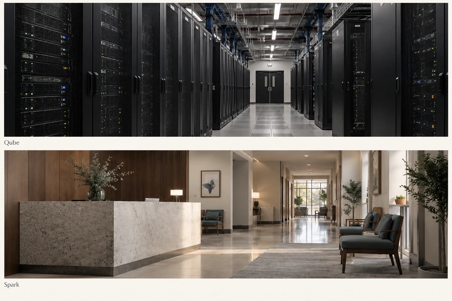 Illustrative data-center aisle with server infrastructure